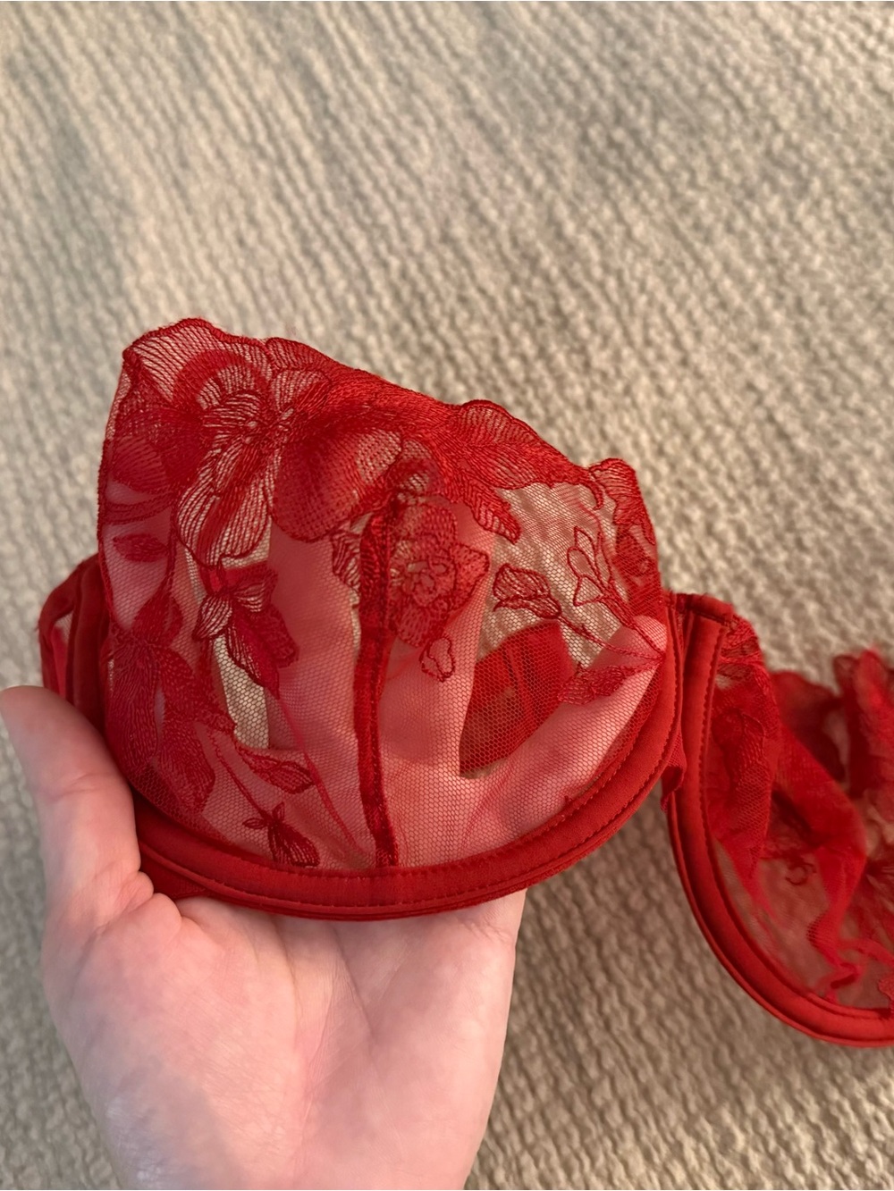 H&M Sheer Lace Underwire Bra Trio - White, Black & Red - Picture 4 of 5